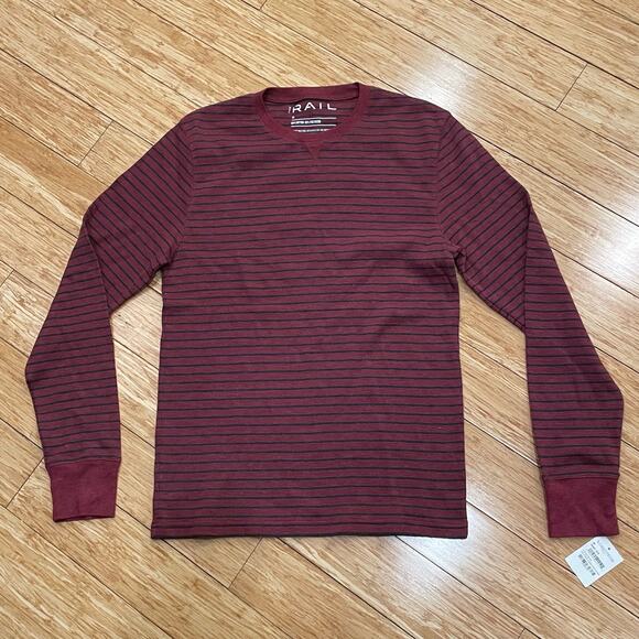 The Rail Striped Longsleeve Themal Shirt NWT Red/Gray - Picture 1 of 4